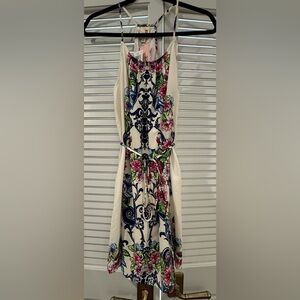 Pink Owl sz SM Multicolor Floral Spaghetti Strap Sun Dress w/ tie at waist